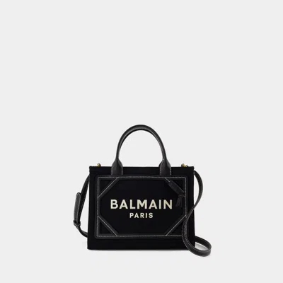 Balmain B-army Small Shopper Bag - Canvas - Ivory/black