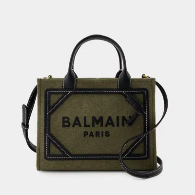 BALMAIN B-ARMY SMALL SHOPPER BAG - BALMAIN - CANVAS - KHAKI/BLACK