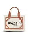 Balmain Logo Printed Top Handle Bag In Beige