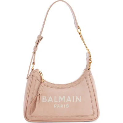 Balmain B-army Suede & Leather Hobo Bag In 0dx Light Pink