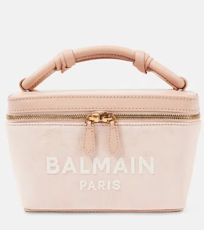 Balmain B-army Suede Vanity Crossbody Bag In Neutrals