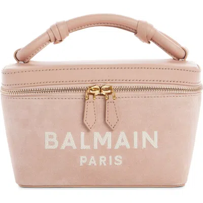 Balmain B-army Suede Vanity Crossbody Bag In Neutrals