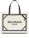 Balmain B-army Medium Shopper Tote Bag In Raffia And Leather In 中性色