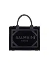 Balmain B Army Medium Shopper Tote Bag In Suede In Black  