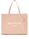 Balmain Small B-army Shopper Bag In Pink Suede In Neutrals