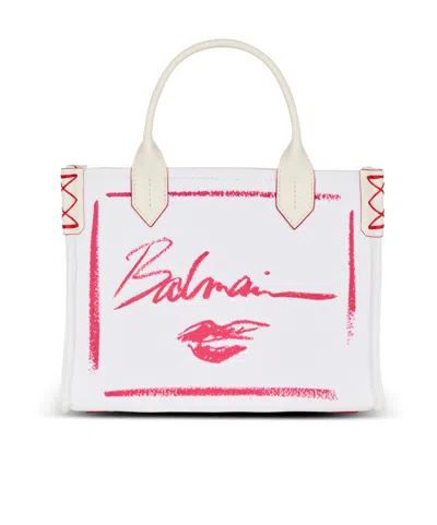 BALMAIN SMALL B-ARMY TOTE BAG WITH BALMAIN LIPSTICK PRINT