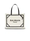 Balmain B-army Medium Shopper Tote Bag In Raffia And Leather In White