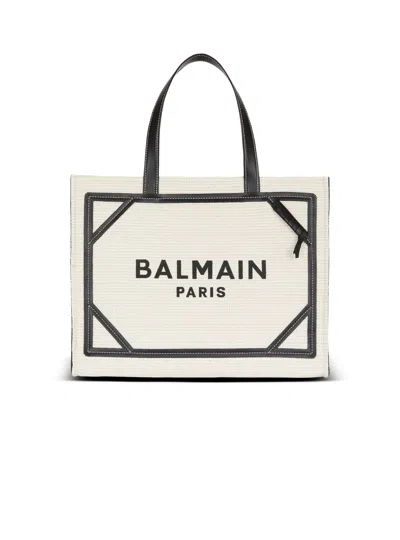 BALMAIN MEDIUM RAFFIA B-ARMY TOTE BAG