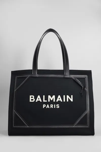 Balmain B Army Tote In Black Leather And Fabric