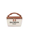 Balmain B-army Vanity Beige Canvas Bag