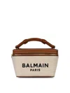 Balmain B-army Vanity Beige Canvas Bag In Crema