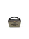 Balmain B-army Vanity Case In Canvas And Leather In Green