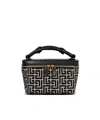 Balmain B-army Vanity Case In Monogrammed Canvas And Leather