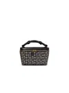 Balmain B-army Vanity Case In Monogrammed Canvas And Leather In Black