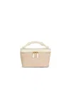 Balmain B-army Vanity Case In Monogrammed Canvas And Leather In Sand