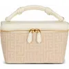Balmain B-army Vanity Case In Monogrammed Canvas And Leather In Sand