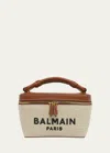 Balmain B Army Vanity Top-handle Bag In Canvas In Naturel/marron