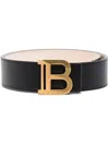 Balmain Black Smooth Calfskin B-belt Belt