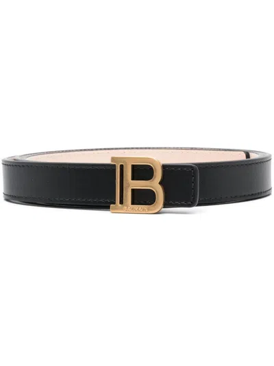 Balmain B Belt Leather Belt In Black