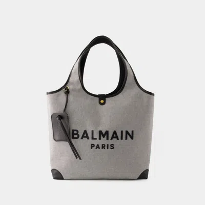 Balmain B-army Canvas Tote Bag In Gray