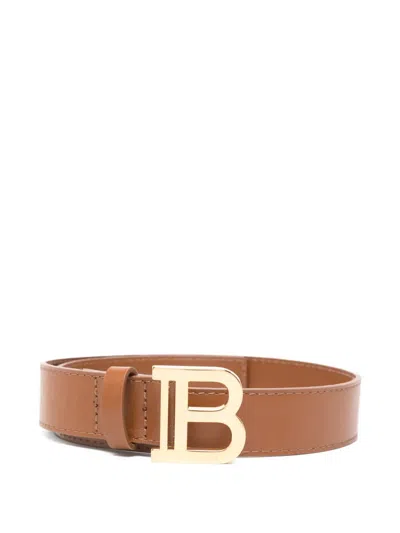 Balmain Kids' B-buckle Belt In Brown