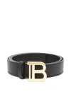 Balmain B-buckle Leather Belt In Black