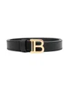 Balmain B-buckle Leather Belt In Black