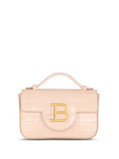 Balmain B-buzz 17 Leather Mini Bag In Neutrals