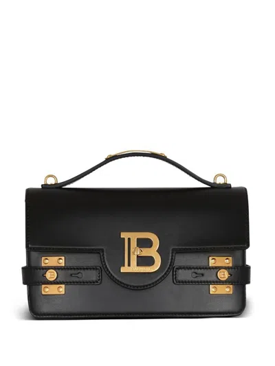 Balmain B-buzz 17 Leather Shoulder Bag In Black
