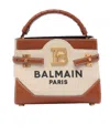 Balmain B-buzz 22 Canvas Top Handle Bag With Leather Insert In Nude