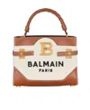Balmain B-buzz 22 Canvas Top Handle Bag With Leather Insert In Multicolor