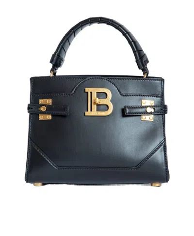 Balmain B-buzz 22 Top Handle Leather Bag In Black