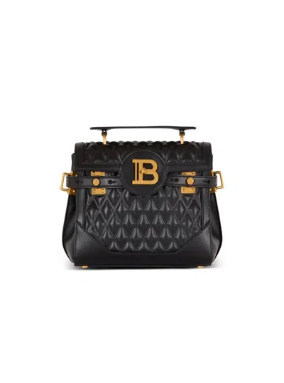 Balmain B-buzz 23 Bag In Diamond-quilted Calfskin In Black