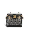 Balmain B-buzz 23 Bag In Jacquard And Leather In Black