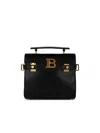 Balmain B-buzz 23 Monogram Leather Top Handle Bag In Black