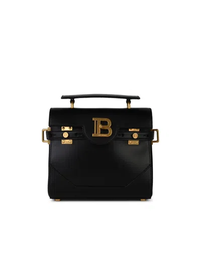 Balmain B-buzz 23 Black Leather Bag In Pa Noir