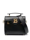 Balmain B-buzz 23 Monogram Leather Top Handle Bag In Black