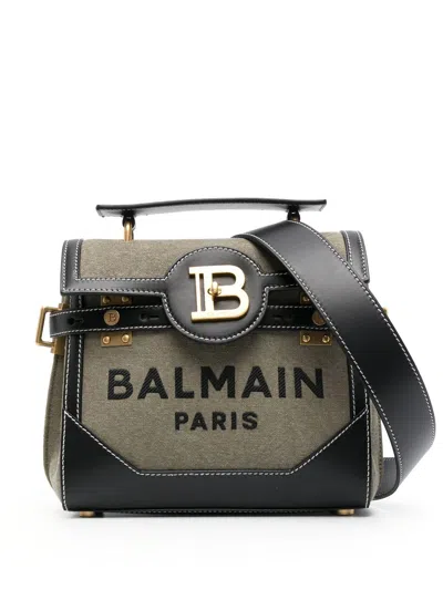 Balmain B-buzz 23 Canvas Tote Bag In Grün