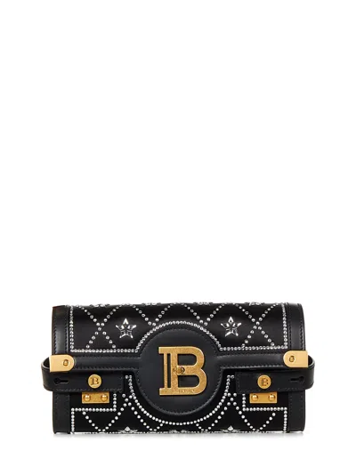 Balmain B-buzz Logo-plaque Clutch Bag In Black