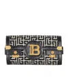Balmain B Buzz 23 Embossed Labryinth Monogram Leather Clutch In Black