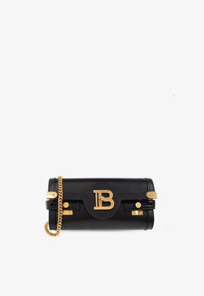 Balmain B-buzz 23 Leather Clutch Bag In Black