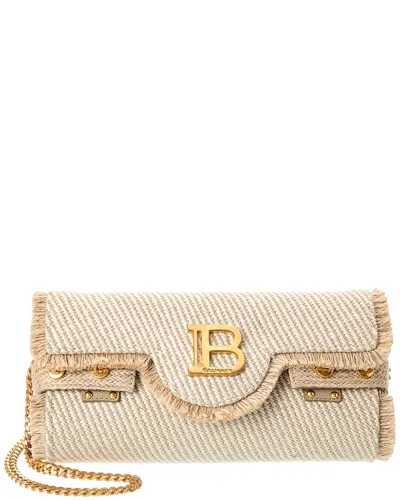 Balmain B Buzz 23 Linen & Leather Wallet On Chain