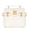 Balmain B-buzz 23 Monogrammed Grained Leather Bag In White