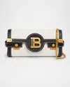 Balmain B-buzz 23 Pouch Shoulder Bag In Canvas And Leather In Naturel/noir