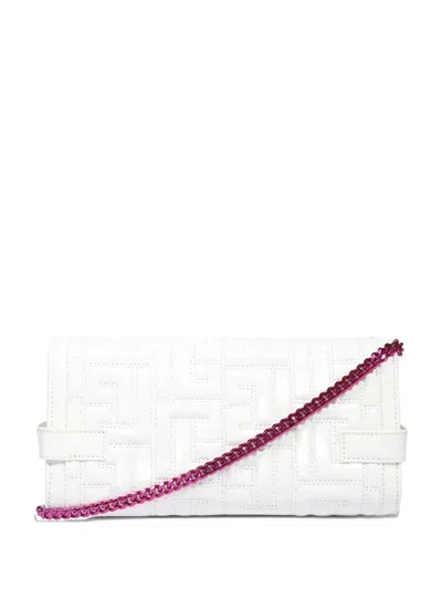 Balmain B-buzz 23 Quilted Flap Clutch Bag In White