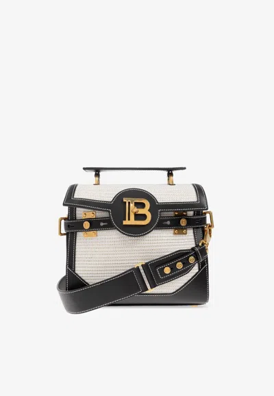 Balmain B-buzz 23 Raffia Top Handle Bags