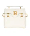 Balmain B-buzz 23 Monogrammed Grained Leather Bag In White