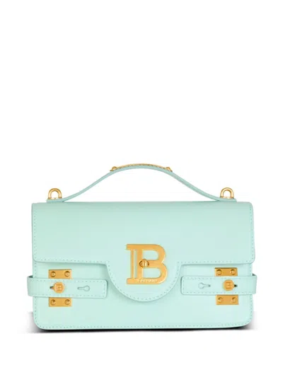 Balmain B-buzz 24 Leather Shoulder Bag In Blue