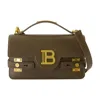 Balmain B-buzz 24 Calf Leather Top Handle Bag In Gray