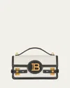 Balmain B-buzz 24 Shoulder Bag In Raffia And Calfskin In Naturel Noir